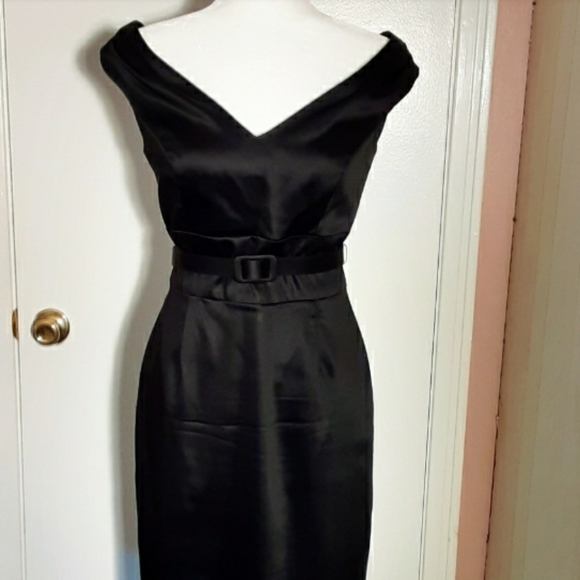 White House Black Market Dresses & Skirts - 🌹WHBM Lovely Black Satin Dress🌹